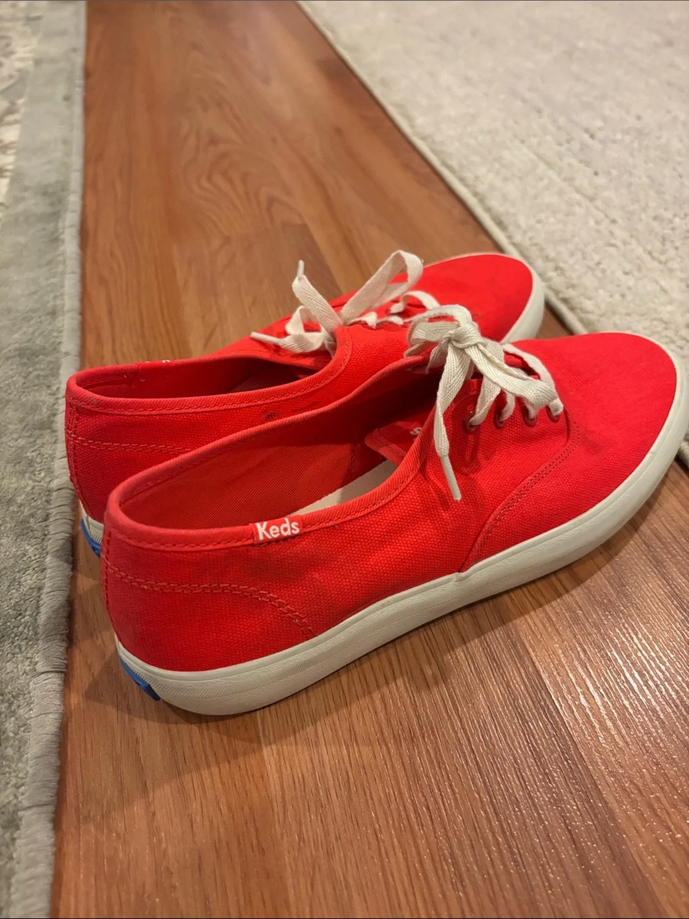 Keds Women's Canvas Lace-Up Sneakers in Bright Red with White Soles